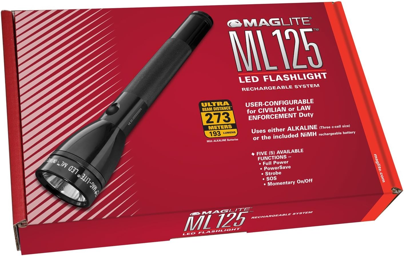 MagLite ML125 LED Flashlight - Rechargeable System - ML125-33014