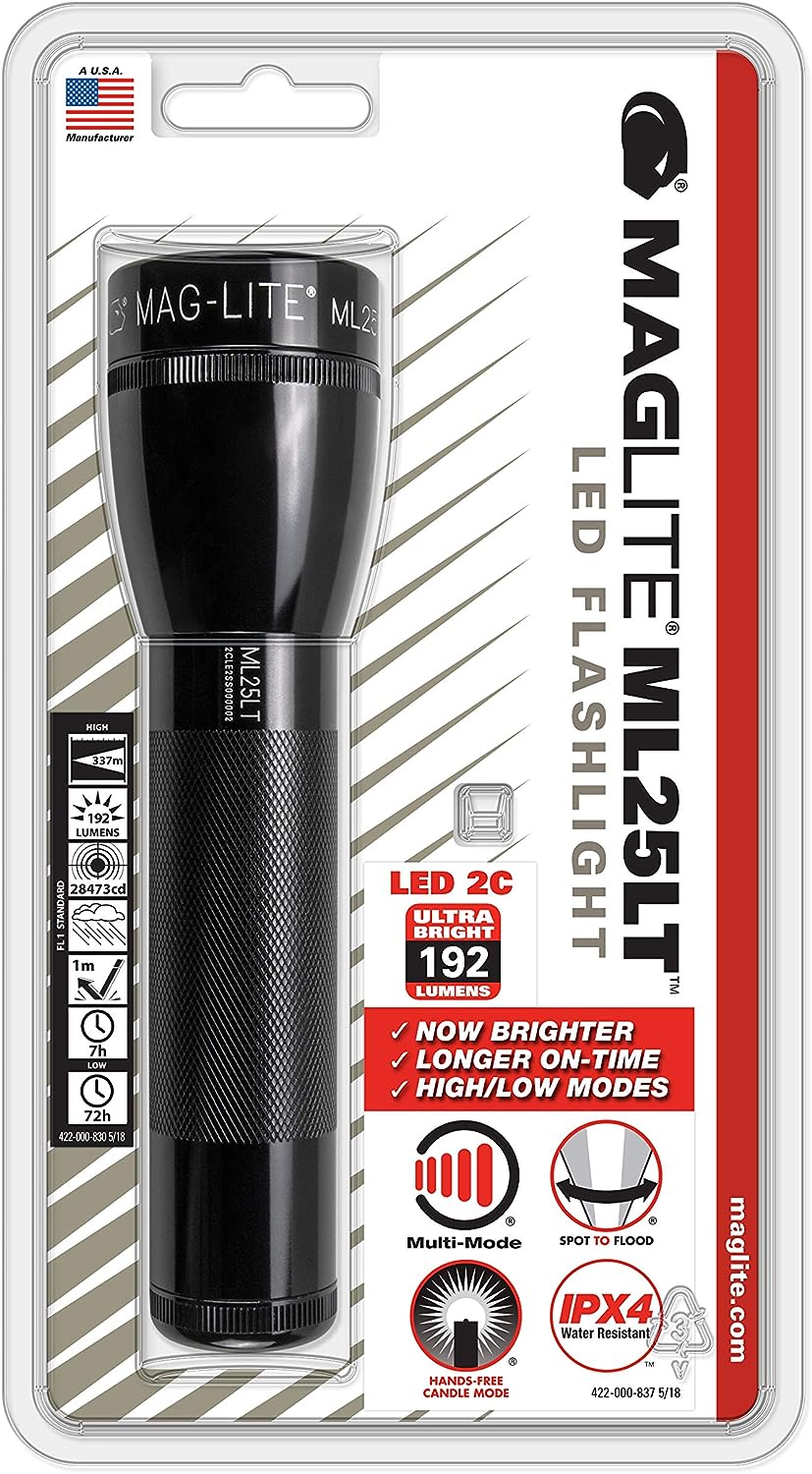 Maglite ML25LT LED 2-Cell C Flashlight, Blister