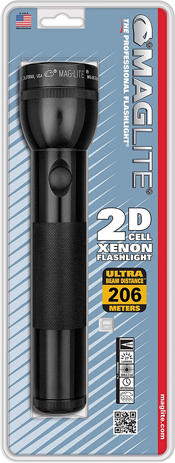 Maglite Heavy-Duty Incandescent 2-Cell D Flashlight, Black